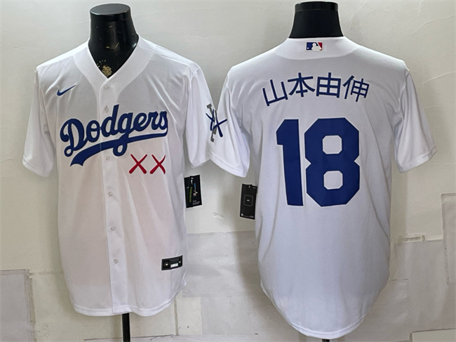 Men's Los Angeles Dodgers x KAWS #18 山本由伸 White Vapor Premier Limited Stitched Baseball Jersey Men's Los Angeles Dodgers x KAWS #18 山本由伸 White Vapor Premier Limited Stitched Baseball Jersey